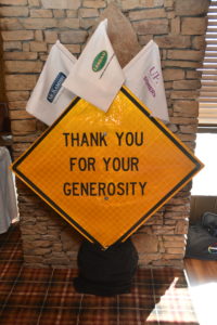 Construction sign reading thank you for your generosity