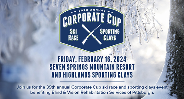 39th Annual Corporate Cup Ski Race and Sporting Clays will be held Friday, February 16, 2024 at the Seven Springs Mountain Resort and Highlands Sporting Clays. Join us for the 39th annual Corporate Cup ski race and sporting clays event benefitting Blind and Vision Rehabilitation Services of Pittsburgh.